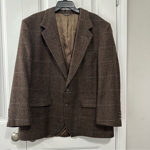 Pure Camel Hair Men's Dark Brown Plaid Blazer